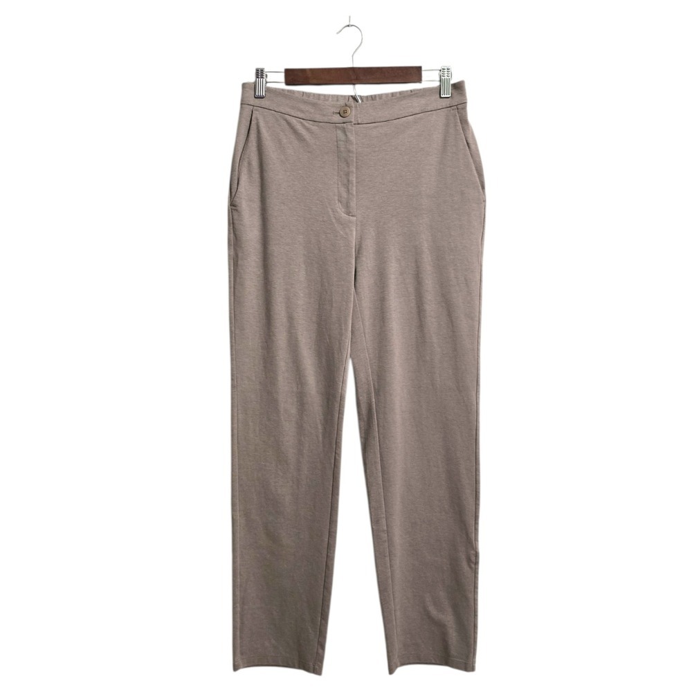 Eileen Fisher Cotton Ponte Slim Ankle Pants In Tan Sz S